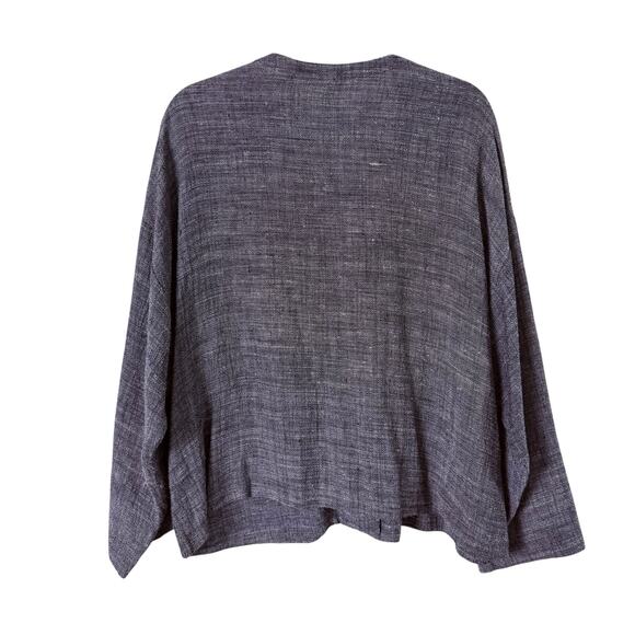 Eileen Fisher Textured‎ Linen Blend Oversized Jacket Lightweight One Button, L - Picture 8 of 9